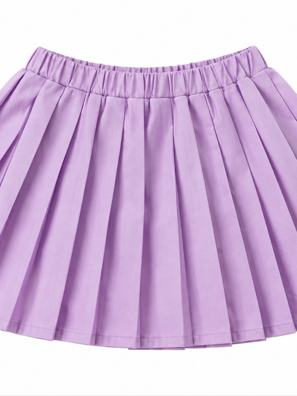 Girls Lavender Pleated Skirt with Elastic Waistband